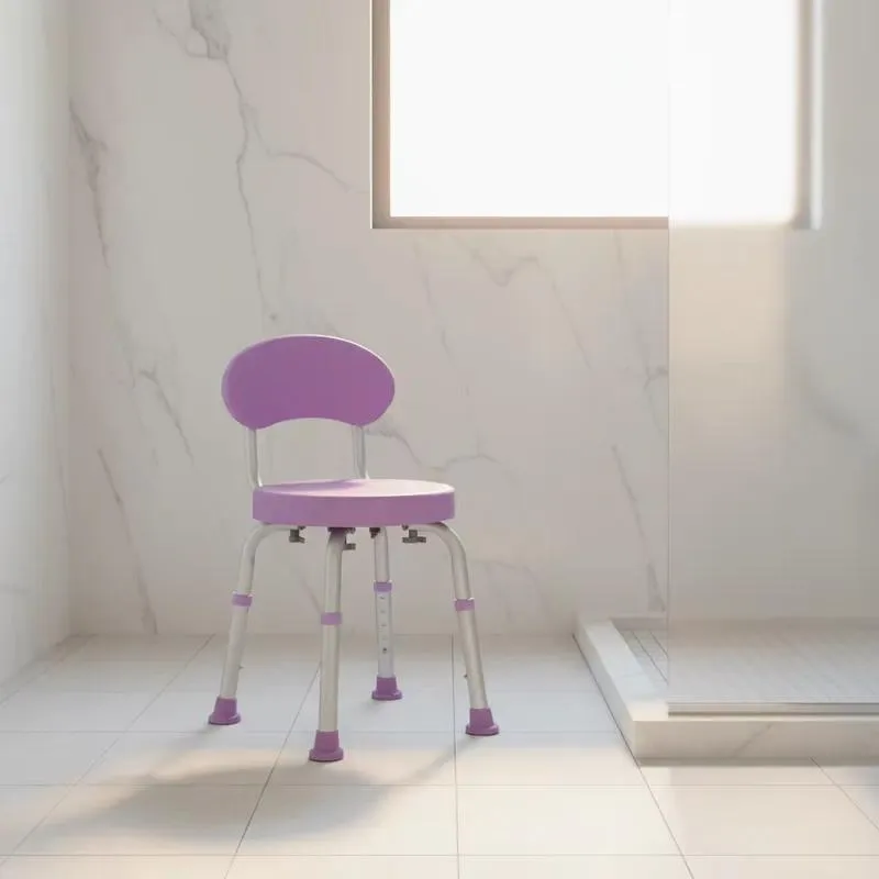 Modern Rotating Shower Chair 360 Degree Non Slip Backrest Height Adjustable Tub Seat