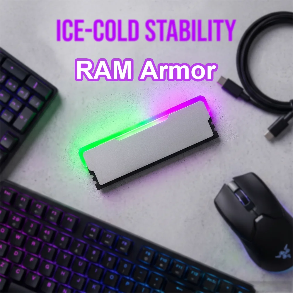 

RAM Armor 5V-3PIN ARGB Radiator DDR3 DDR4 DDR5 PC RAM Stick Aluminum Heat Sink Computer Desktop Memory Stick Heat Dissipation