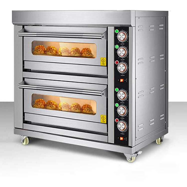 

Commercial electric cake bread pizza oven baking equipment two layer oven