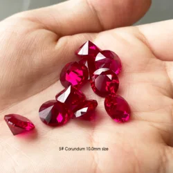 5 # Corindón rojo de gran tamaño, 3,25 ~ 20mm, corte brillante redondo, corindón sintético, rubí, piedras sueltas para fabricación de joyería DIY