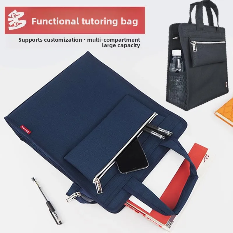 Multi Layer Zipper Document Bag Canvas Stationery Storage Pouch for Students and Office Use A4 A5 File Organizer with Side