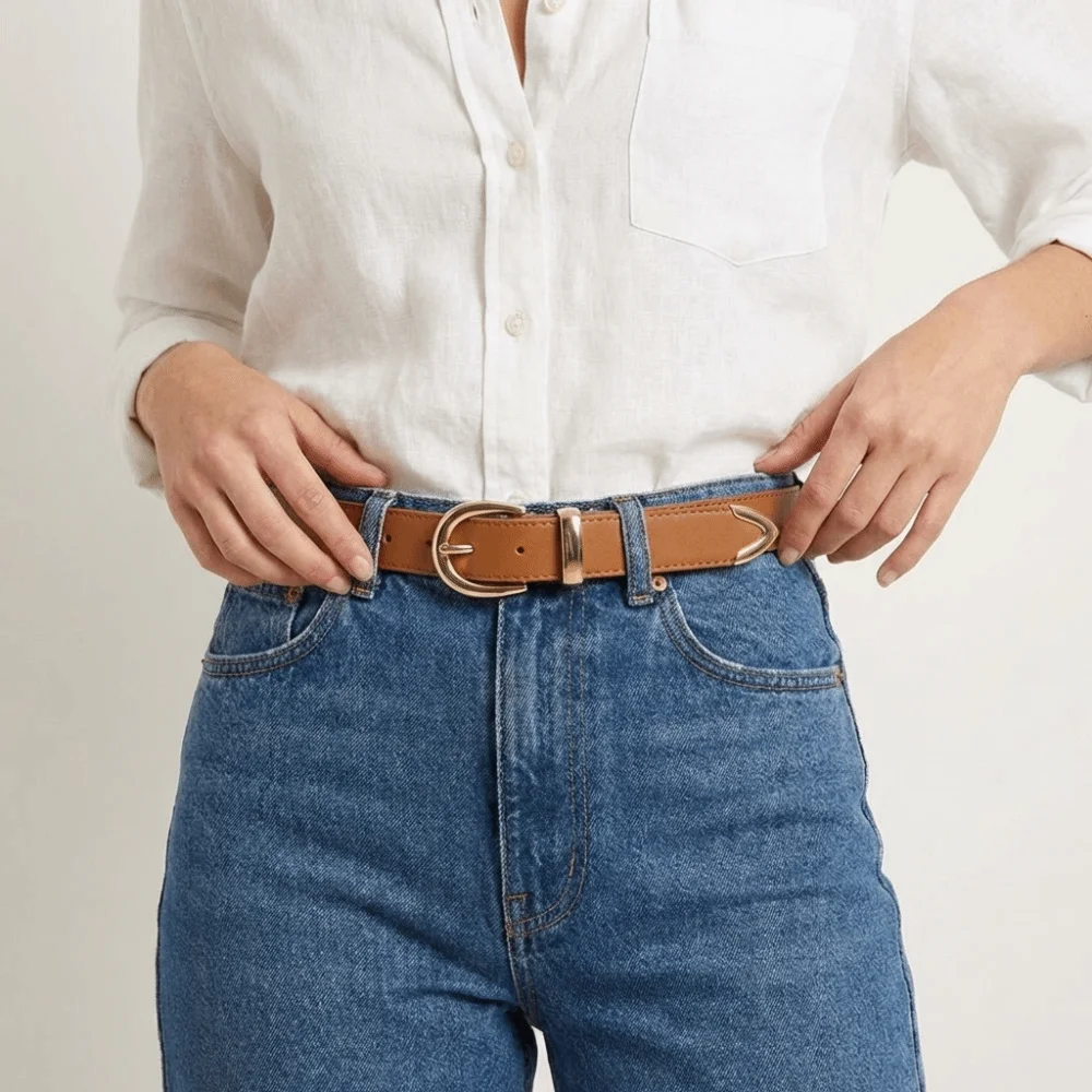 Retro Pin Buckle PU Leather Belt Punk Metal Women Waistband Trousers Belt Strap Trousers Belt Male