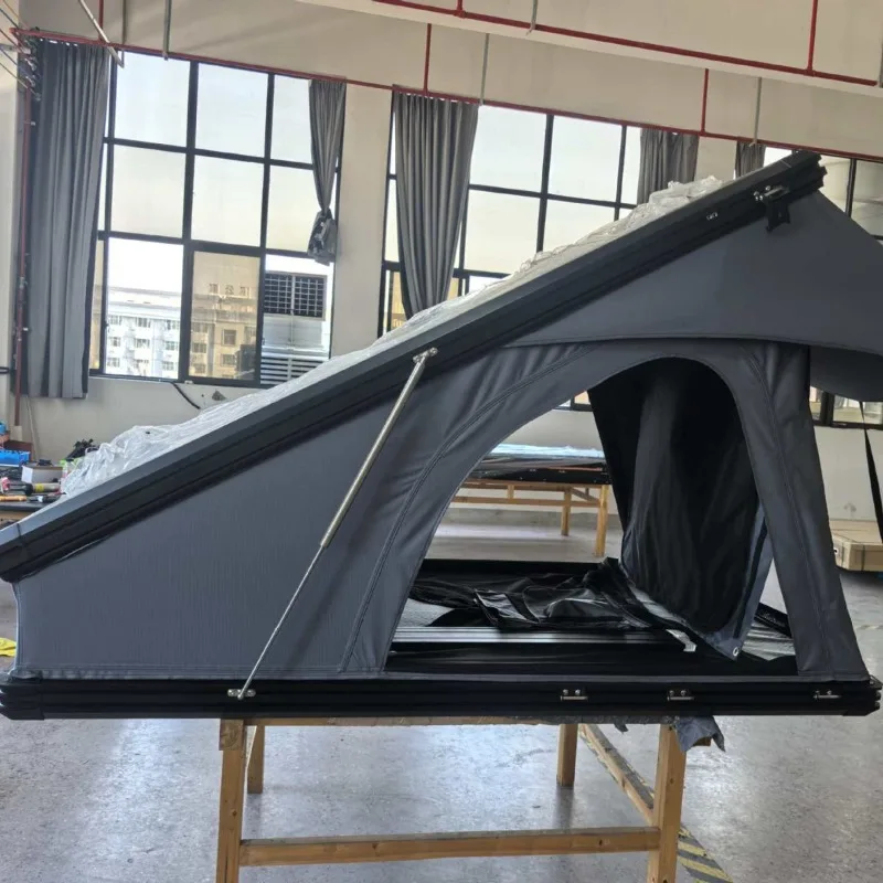 High aluminum triangular roof tent, automatic folding and raising hard top outdoor car tent