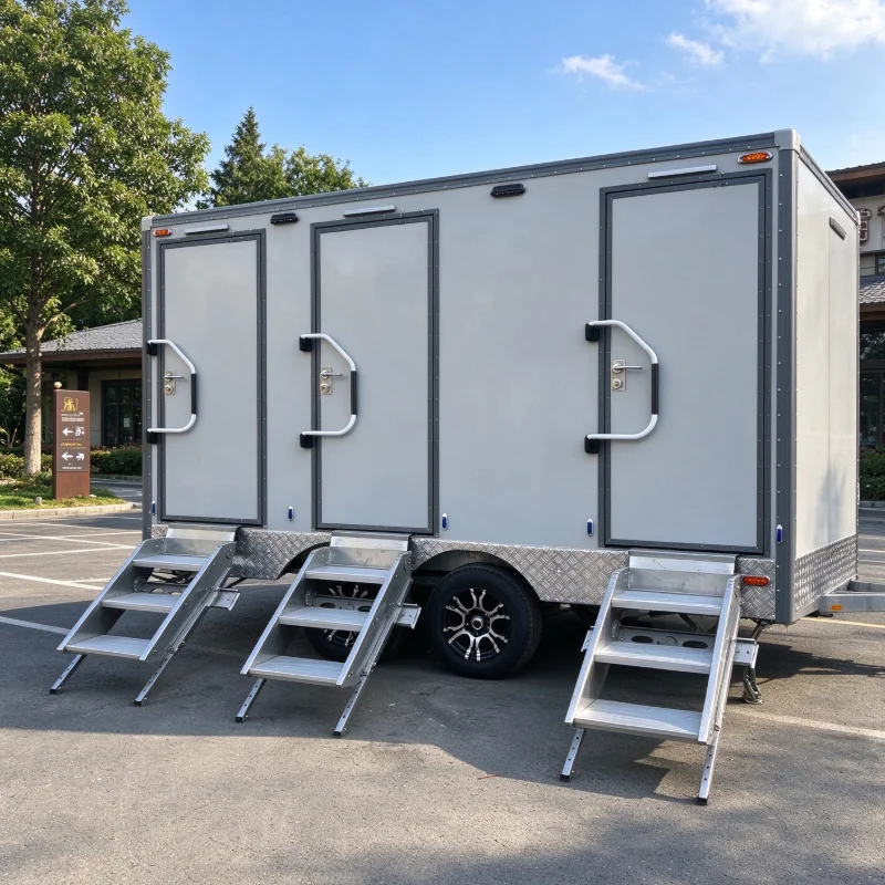 Customized Three Stall Mobile Restroom Trailer with Hand Sanitizer for Food Festival and Street Vendors
