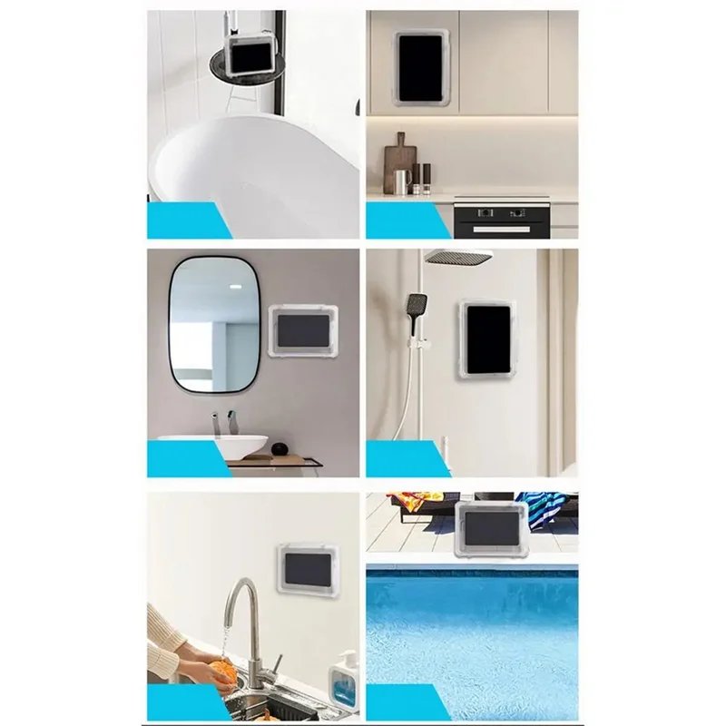 

ABBN-Shower Phone Mount Bath Tablet Holder Bathroom Mount Screen Wall Mount Shower Phone Holder For Kitchen Bathtub