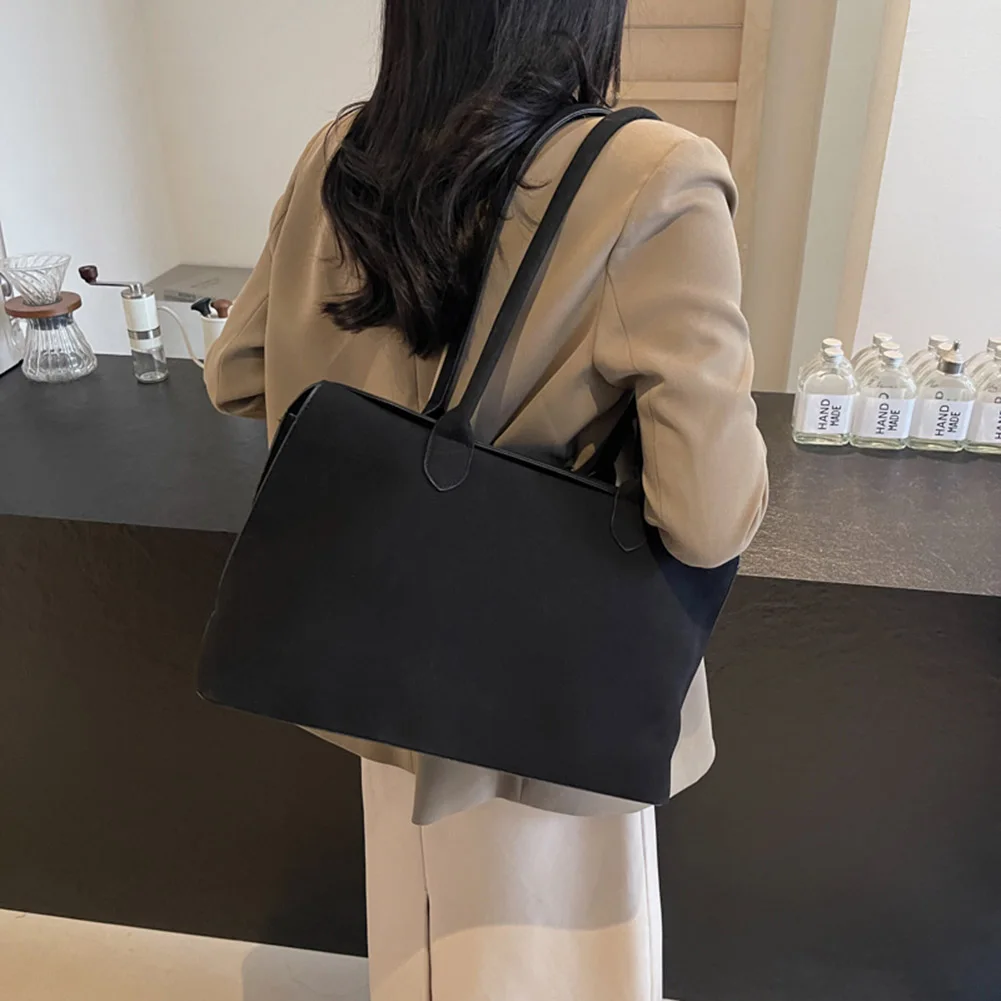 

Ретро-сумка-тоут для женщин, модная сумка-клатч из искусственной замши, вместительная дорожная сумка с верхней ручкой, винтажная однотонная сумка через плечо