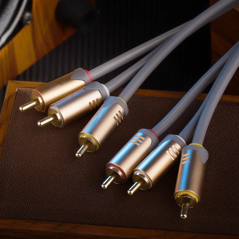 Silver-plated copper RCA connector 3-to-3 audio/video cable for connecting DVD set-top boxes, game consoles, and TVs AV cable