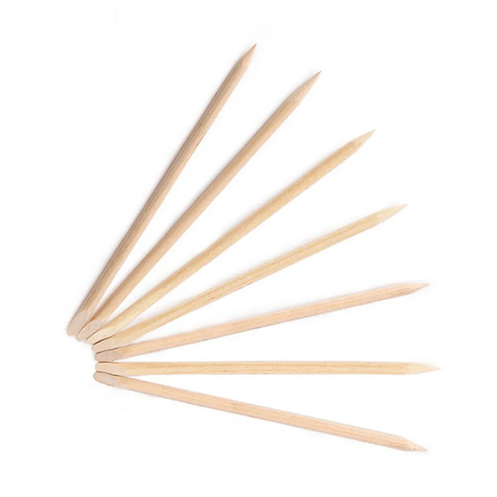 100Pcs Orange Wood Sticks for Nail Care Manicure Pedicure Tool Set Double Ended Dead Skin Pusher Cleaner Rhinestone Picker