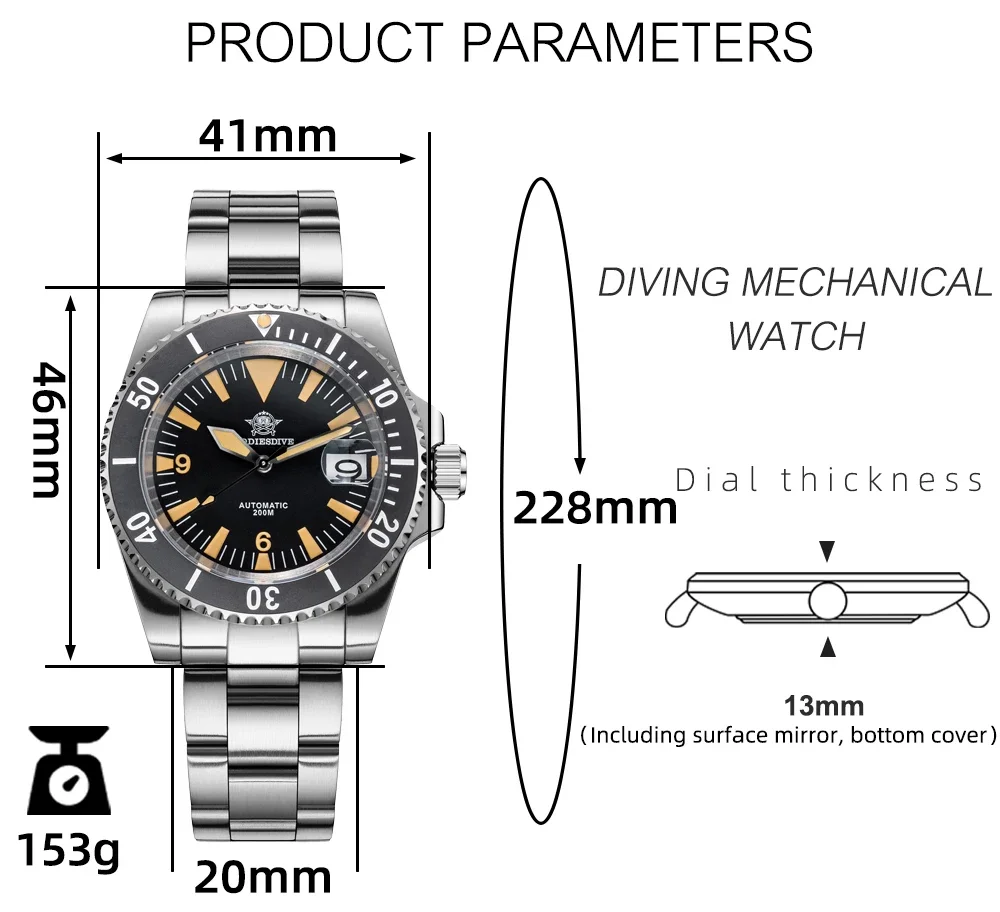 ADDIESDIVE Top Sale Men\'s Watch 20Bar Diving Sapphire Crystal Ceramic Bezel C3 Luminous Relogio Automatic Mechanical Watches