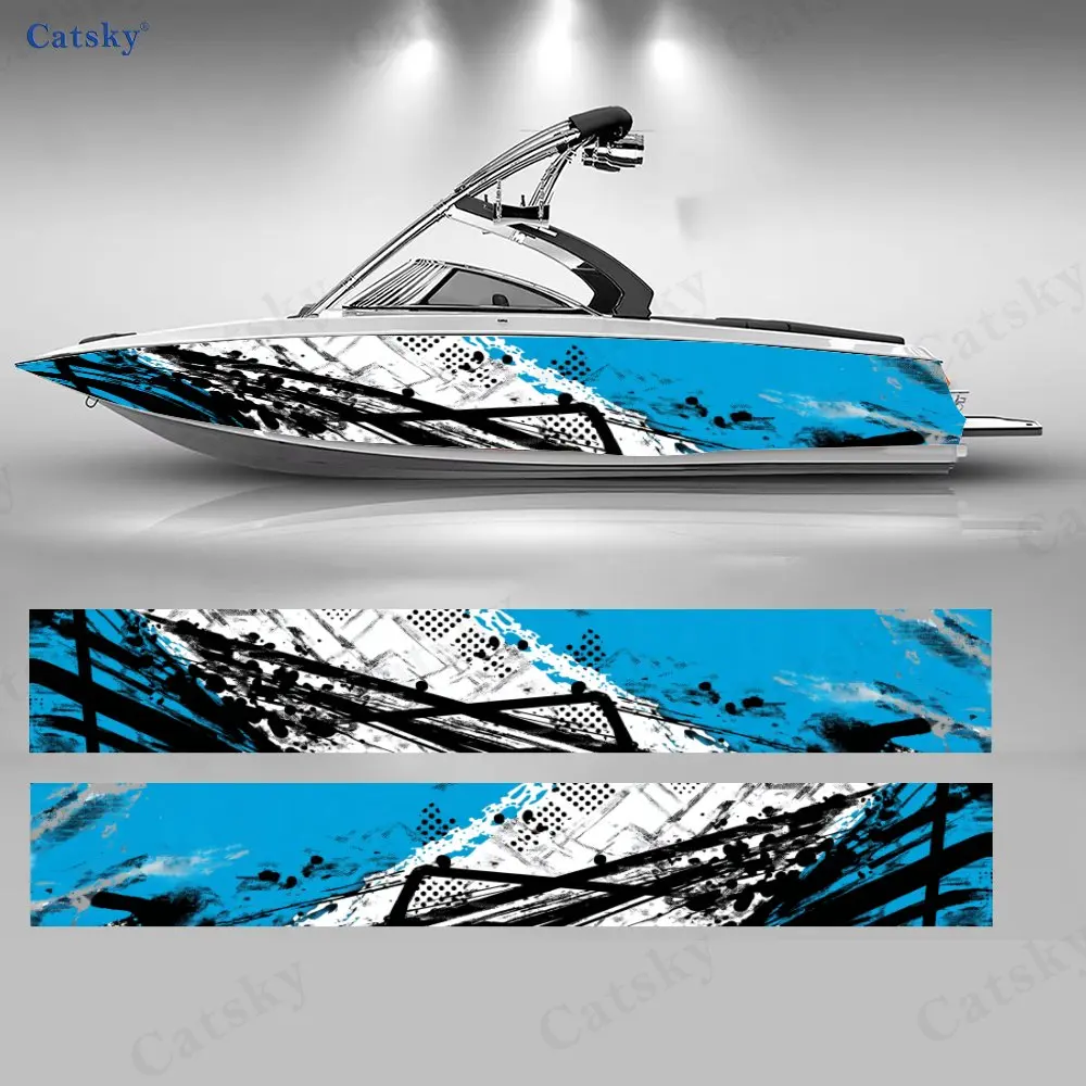

2 шт. наклеек для лодок с эффектом брызг льда, водонепроницаемые виниловые наклейки из ПВХ для рыболовных лодок, прочные и стильные