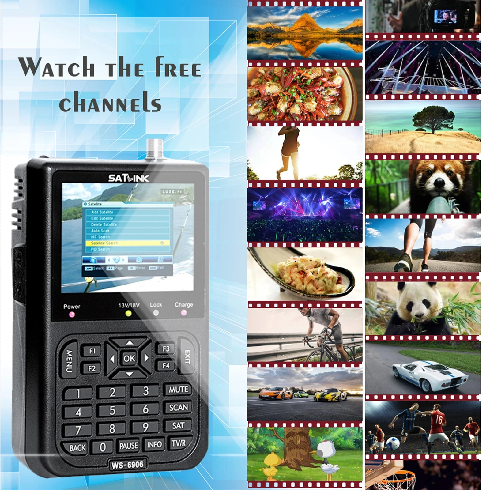 Display Data Digital Satellite Signal Finder Meter SATLINK WS6906 3.5in Portable LCD High Clarity satellite finder