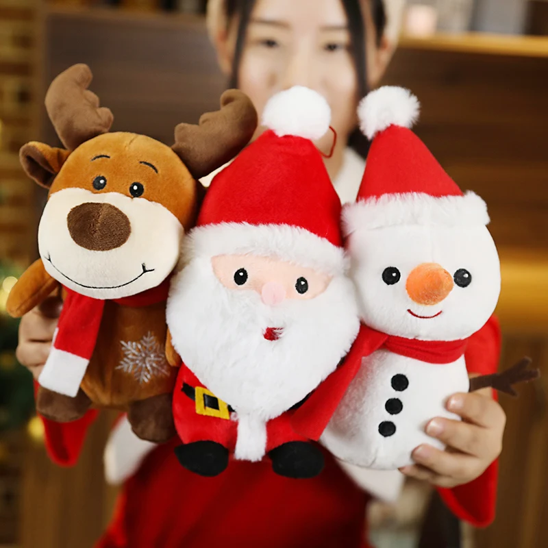 1pc 20CM Lovely Santa Claus Plush Toy Cute Elk Snowman Stuffed Doll Christmas Home Decor Kids New Year Gifts