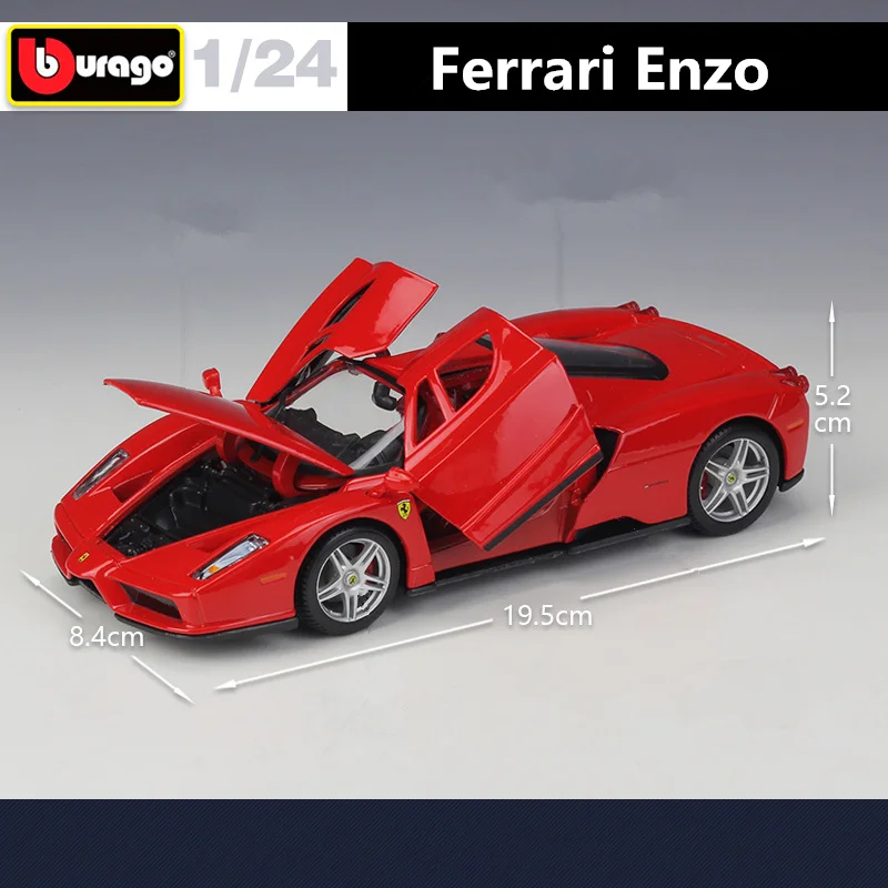 Модель спортивного автомобиля Ferrari ENZO Bburago 1:24, литой металлический гоночный автомобиль, Коллекционная модель высокой симуляции, детские