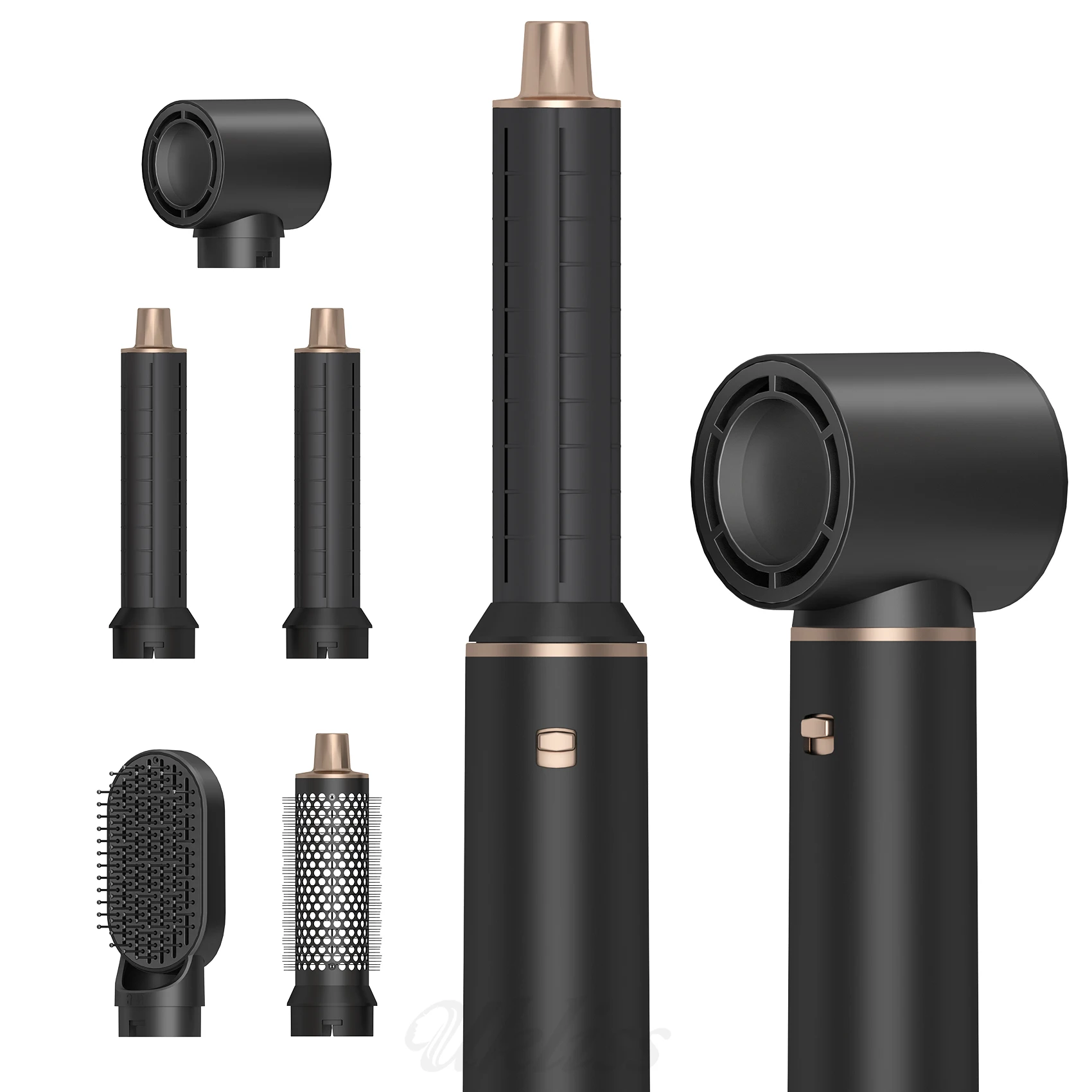 UKLISS 638 5-in-1 Heißluftbürsten-Set, professionelle Haarstyling-Werkzeuge, Multifunktions-Haartrockner, Lockenstab und Glätteisen-Set zum Locken, Trocknen, Glätten, Glätten und für voluminöse