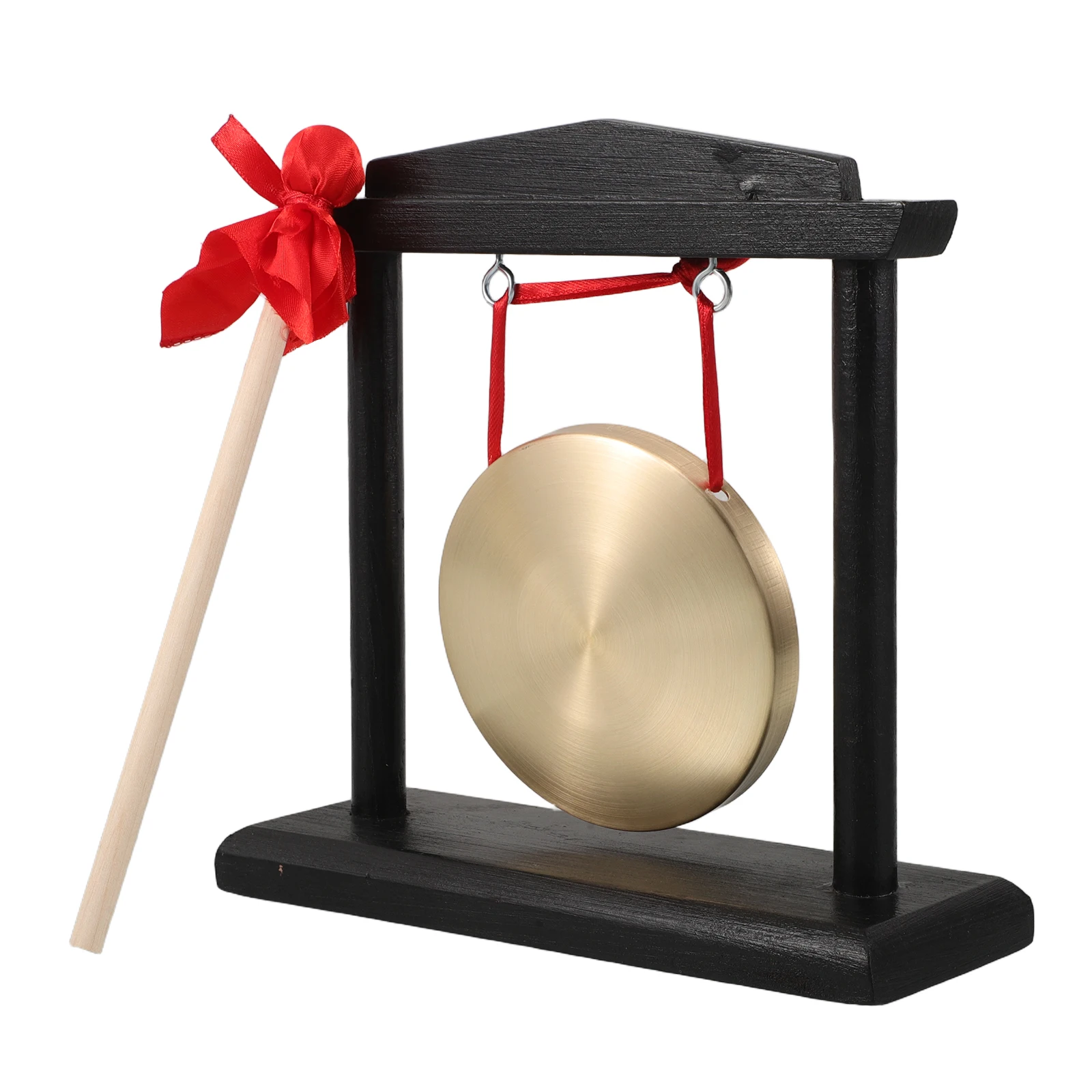 

Copper Gong 10cm Diameter Rich Melodious Sound Wooden Stand Mallet Decorative Cultural Events Celebrations Instruments