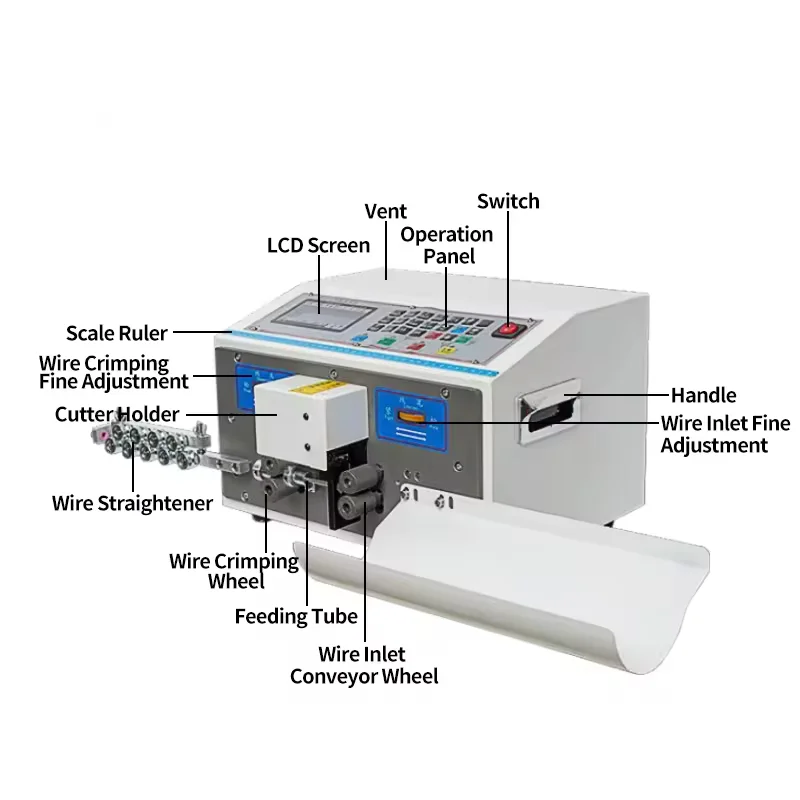 Computer Automatic Wire Stripping Machine for PVC Silicone Teflon Braided High-Temp Shielded Wire 0.1-4mm² Cut 0.01-99999mm