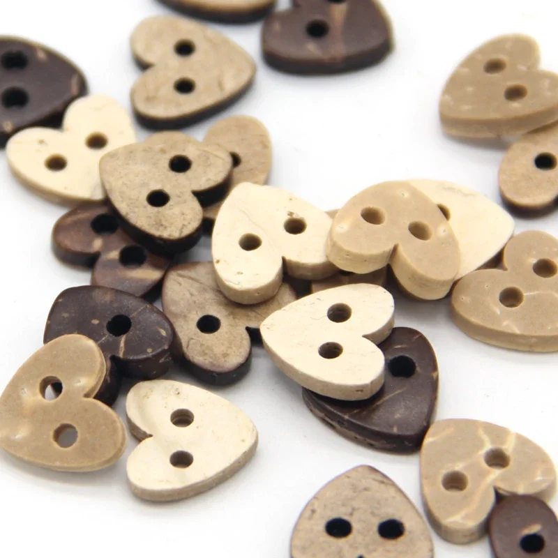 HENGC 2 Holes Natural Heart Wood Sewing Buttons For Clothes Children Scrapbooking DIY Crafts Decorative Accessories Wholesale