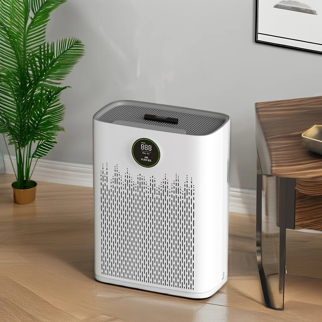 High Efficiency Air Purifier Smart Modes PM2.5 Display White ABS Material MOQ 1000 Sleep Mode Air Cleaning Replacement Reminder