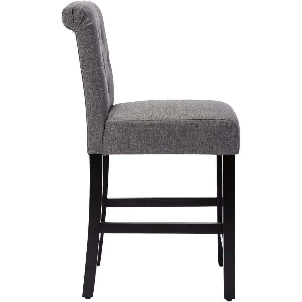 Counter altura bar tamborete, cadeiras estofadas, tecido bar tamborete, conjunto de 4, 24 polegadas