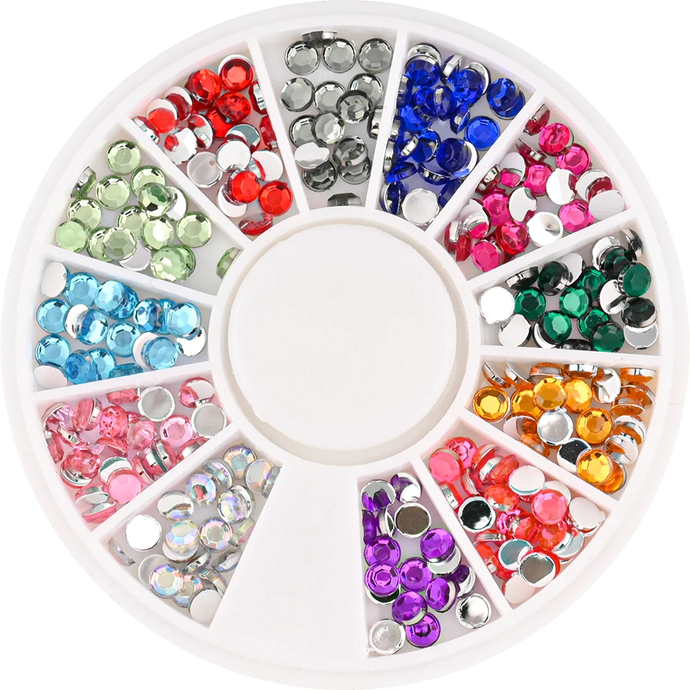 113 Wheels Professional Crystal Nail Art Decoration Mini Mixed Color Acrylic Nail Diamond 2mm/3mm/4mm/5mm Manicure Rhinestone *