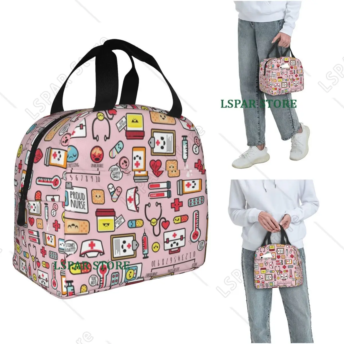 Nurse Mode Insulated Lunch Bag for Women Office Cooler Thermal Food Box Tote Portable Lunch Boxes Container