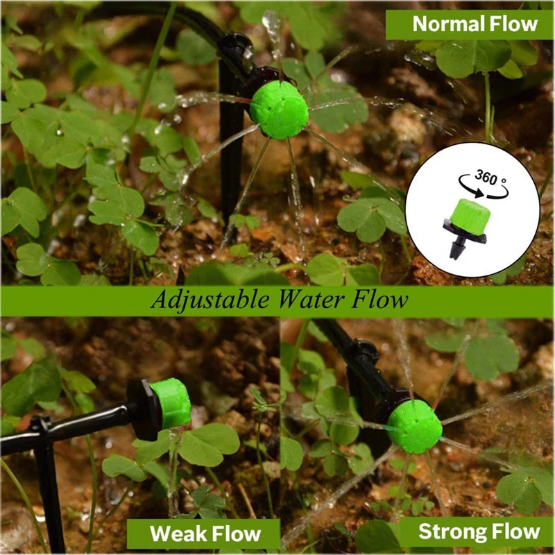 100Pcs 1/4Inch Adjustable Micro-Type Drip Irrigation System Watering Sprinklers Anti-Clogging Emitter Garden Supplies