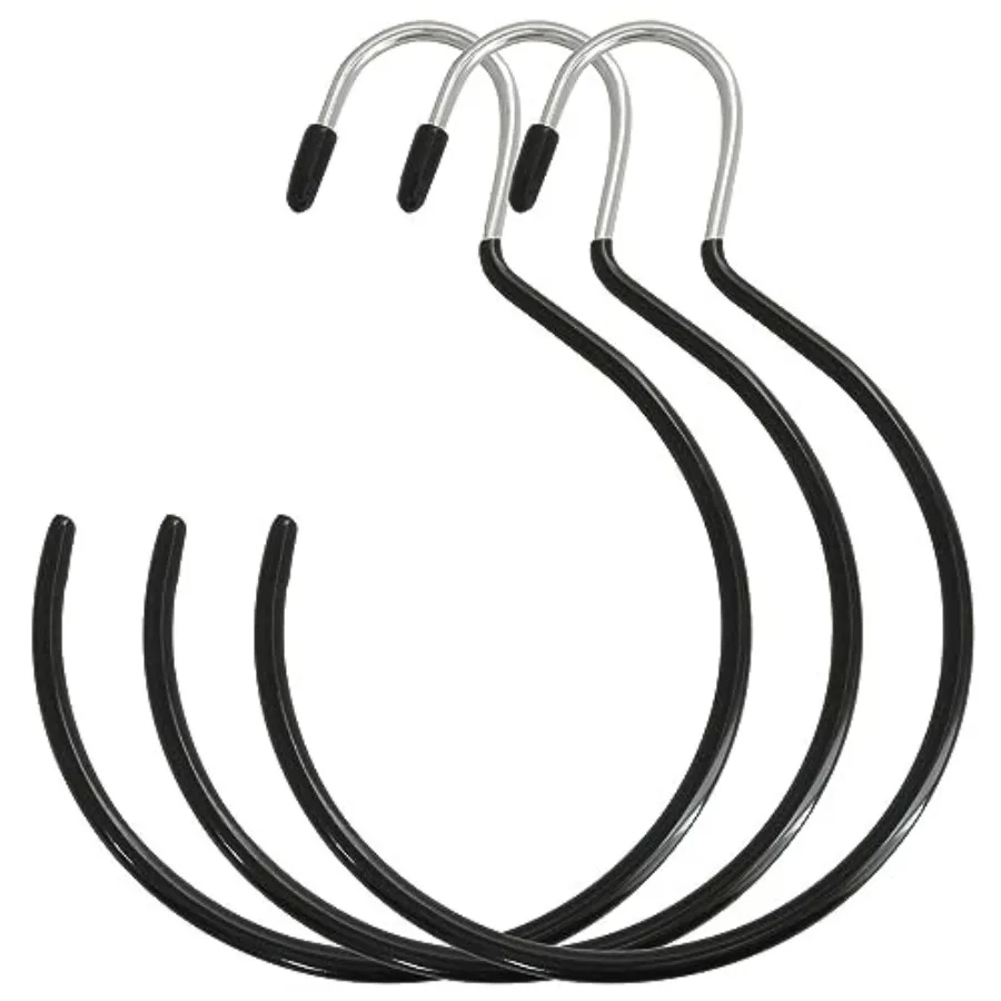 

3PCS Black Non-Slip Belt Rack Tie Hanging Hooks Closet Accessories Scarf Ring Hangers Scarf Organizer Storage Holders for Ties