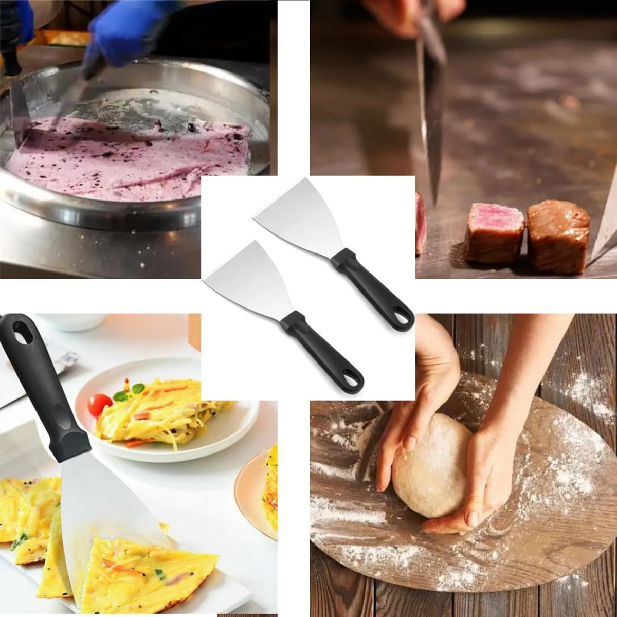 2 шт., лопаточка для барбекю, гриль из нержавеющей стали, скребок для стейка, блинов, гамбургеров, профессиональный инструмент для приготовления пищи, сковорода-гриль 2 шт., лопаточка для барбекю, гриль из нержавеющей стали, скребок для стейка, блинов, гамбургеров, профессиональный инструмент для приготовления пищи, сковорода-гриль