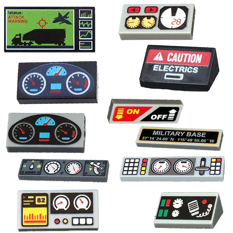 Accessoires de figurines d'impression de ville, blocs de construction, Center de contrôle informatique, Radar Audio, clavier, modèle de téléphone portable, Mini jouet en brique