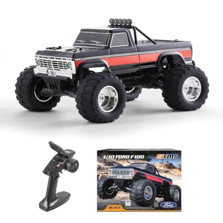 

RC Monster Truck for off-road use ABS plastic body black high-torque motor and wheelie bar included