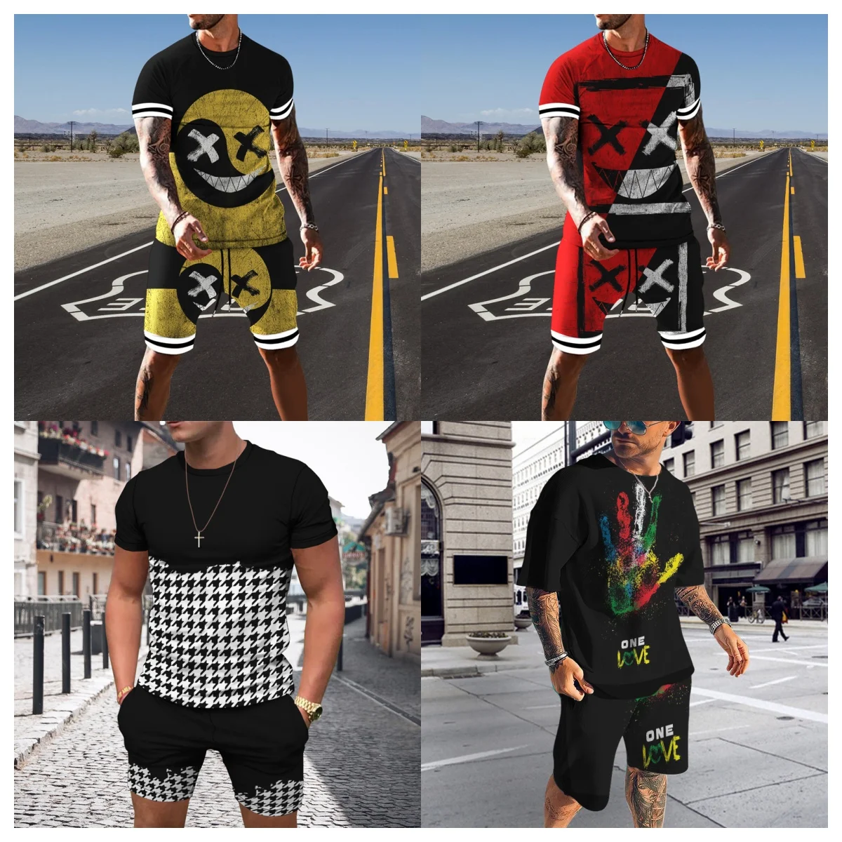 

2025 Men's Super Cool Fashion 3D Printed Men's Suit Breathable Casual and Comfortable Men's Crew Neck T-shirt Casual Suit