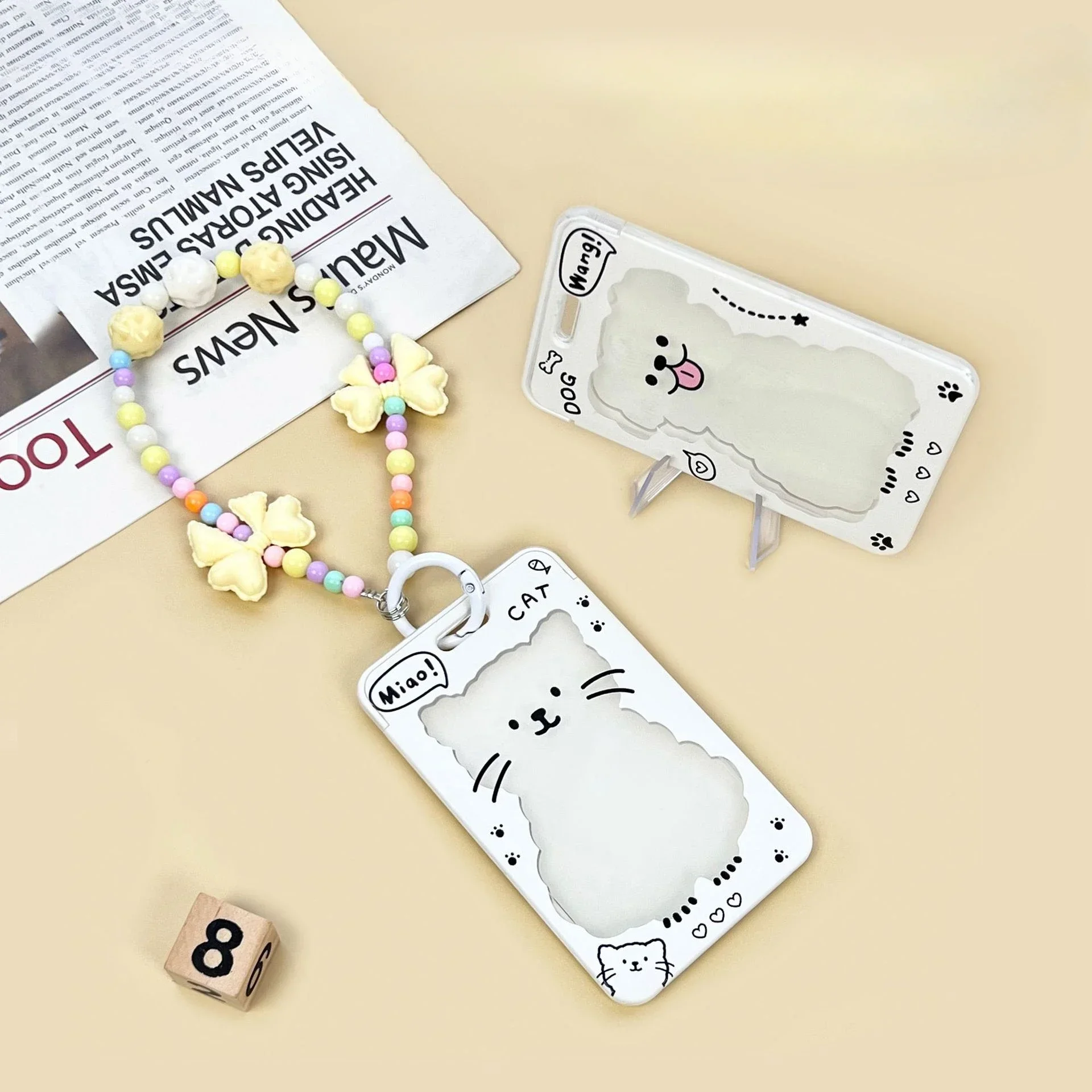 INS Cute Cartoon Beat Cat Puppy Id Card Holder Office Student Bus Subway Bank Card Protective Case Girl Kpop Photocard Holder