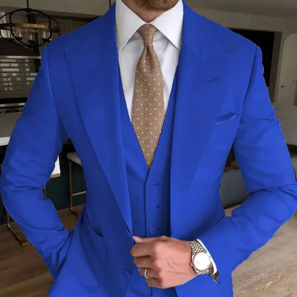 

Men Blazer Pants Vest Business Men's Wedding Suit Jacket Coat Trousers Waistcoat High Quality Slim Vest Pant Set