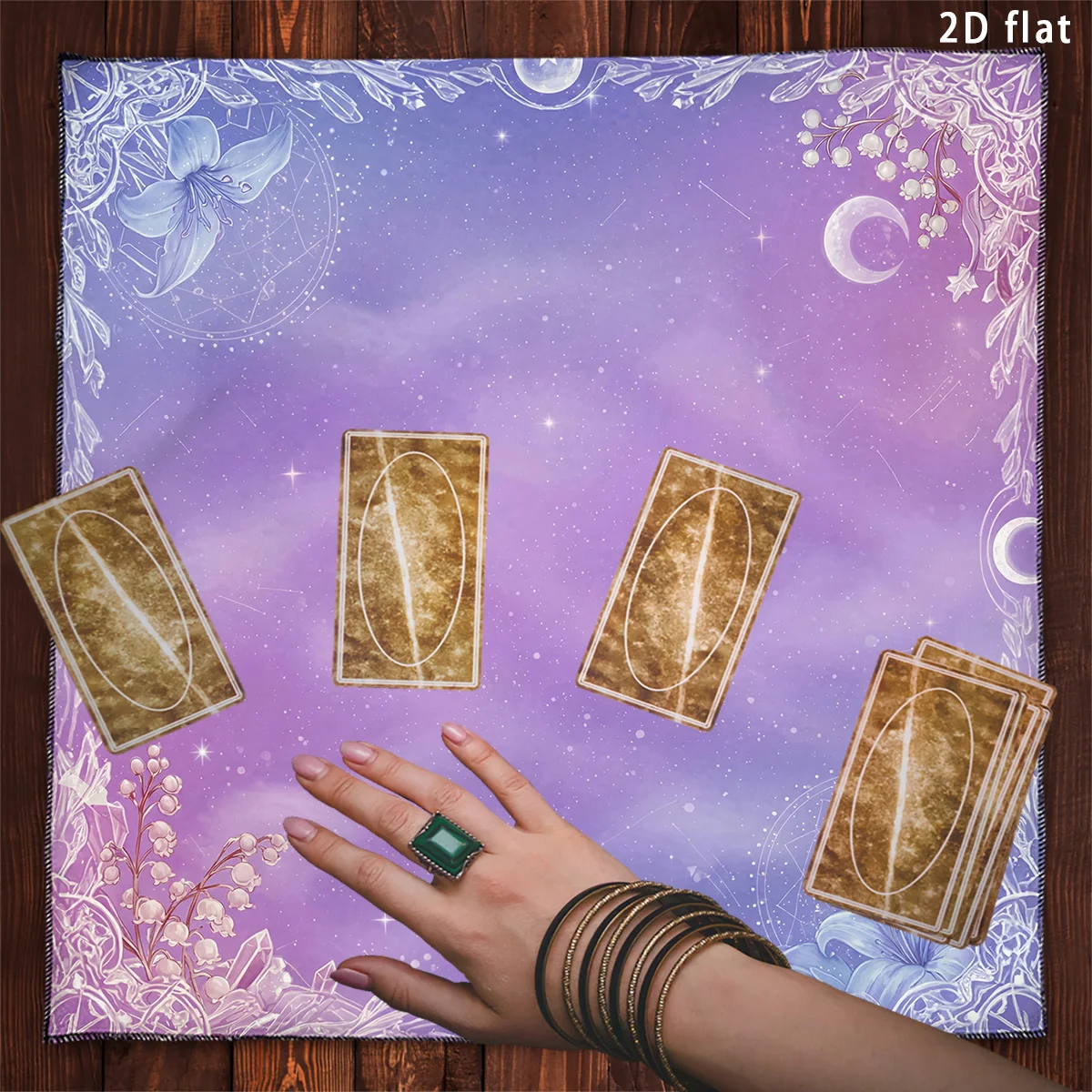 Moon Phase & Flowers Tarot Tablecloth Mystical Pastel Altar Cloth Tarot Table Cover Divination Cloth Game Card Pad Art Poster