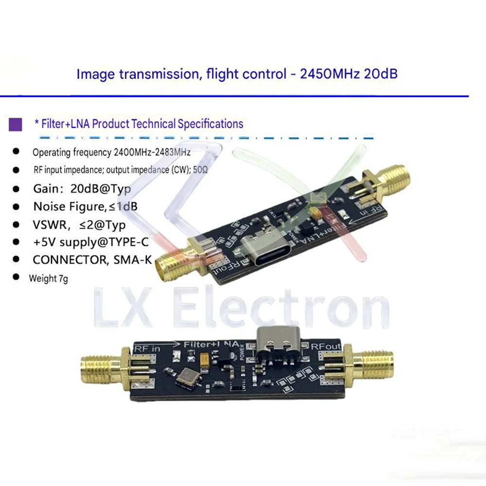 2.4G WiFi LNA RF Low Noise Amplifier & BPF Bandpass Filter Module, Wireless Signal Booster Range Extender  1pcs/Lot