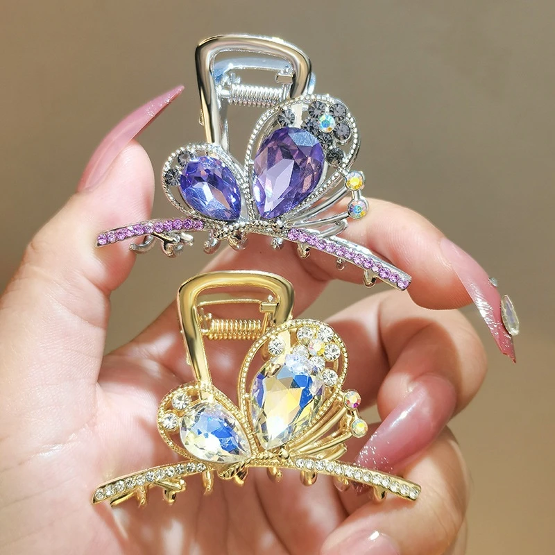 

5 шт., хрустальный галстук-бабочка, красочные заколки для волос среднего размера, заколки для волос на затылке, верхние зажимы, зажимы в виде акулы, женские аксессуары для волос