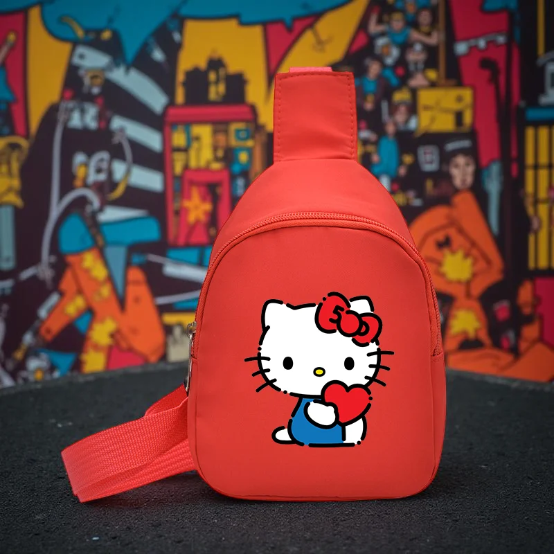 Bolso cruzado ajustable Hello Kitty: bolso de viaje de nailon ligero con cierre de cremallera para uso diario, bolsa de viaje
