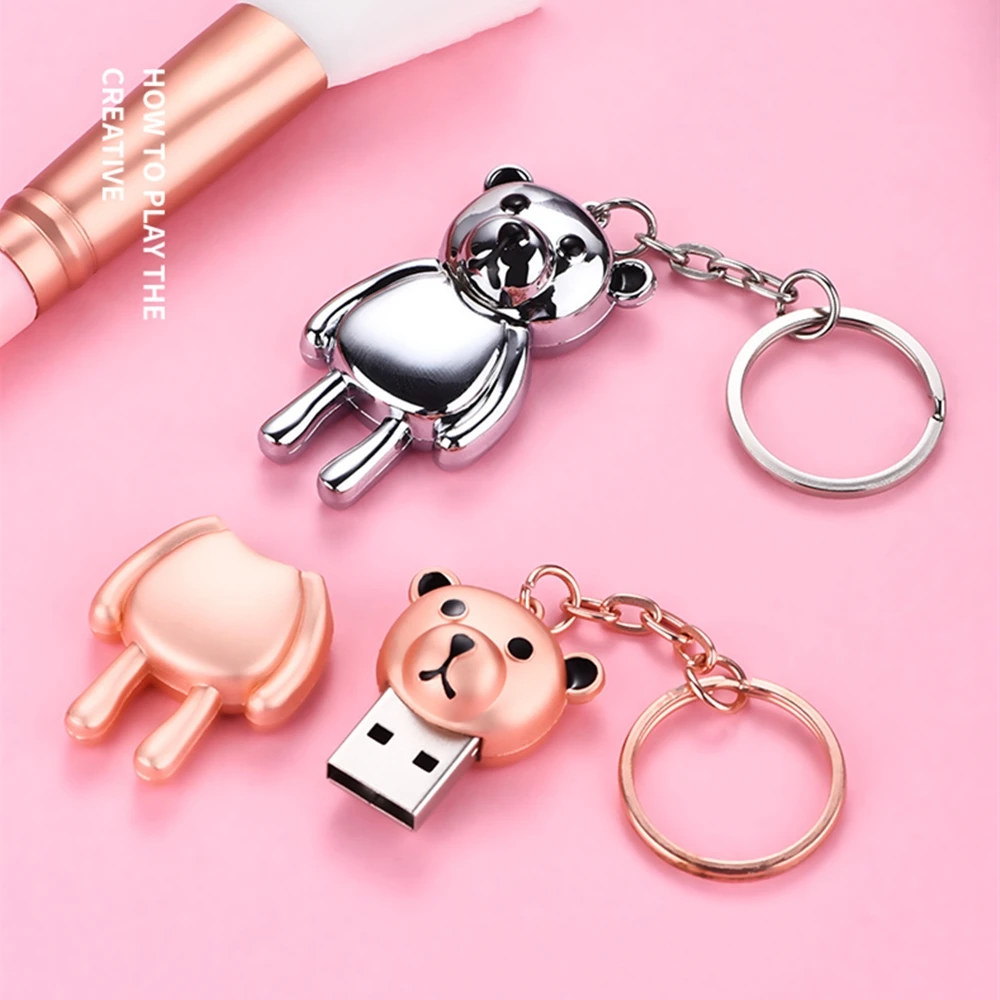 

2TB New Cartoon Crystal Bear Flash Card Usb Flash Drive 1TB 512G 256G 2000G Cute Pen Drive Thumb Memory Stick Storage Disk Gift