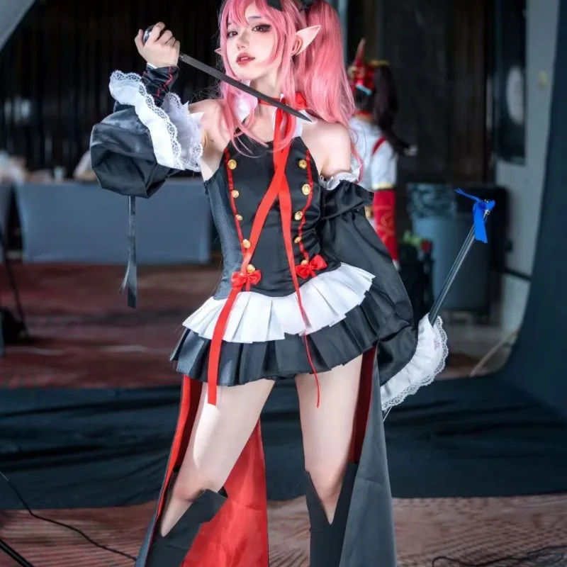 

Krul Tepes Costume Anime Seraph of the End Cosplay Black Dress Full Set Wig Role Play Outfit for Women Girls Carnival Party