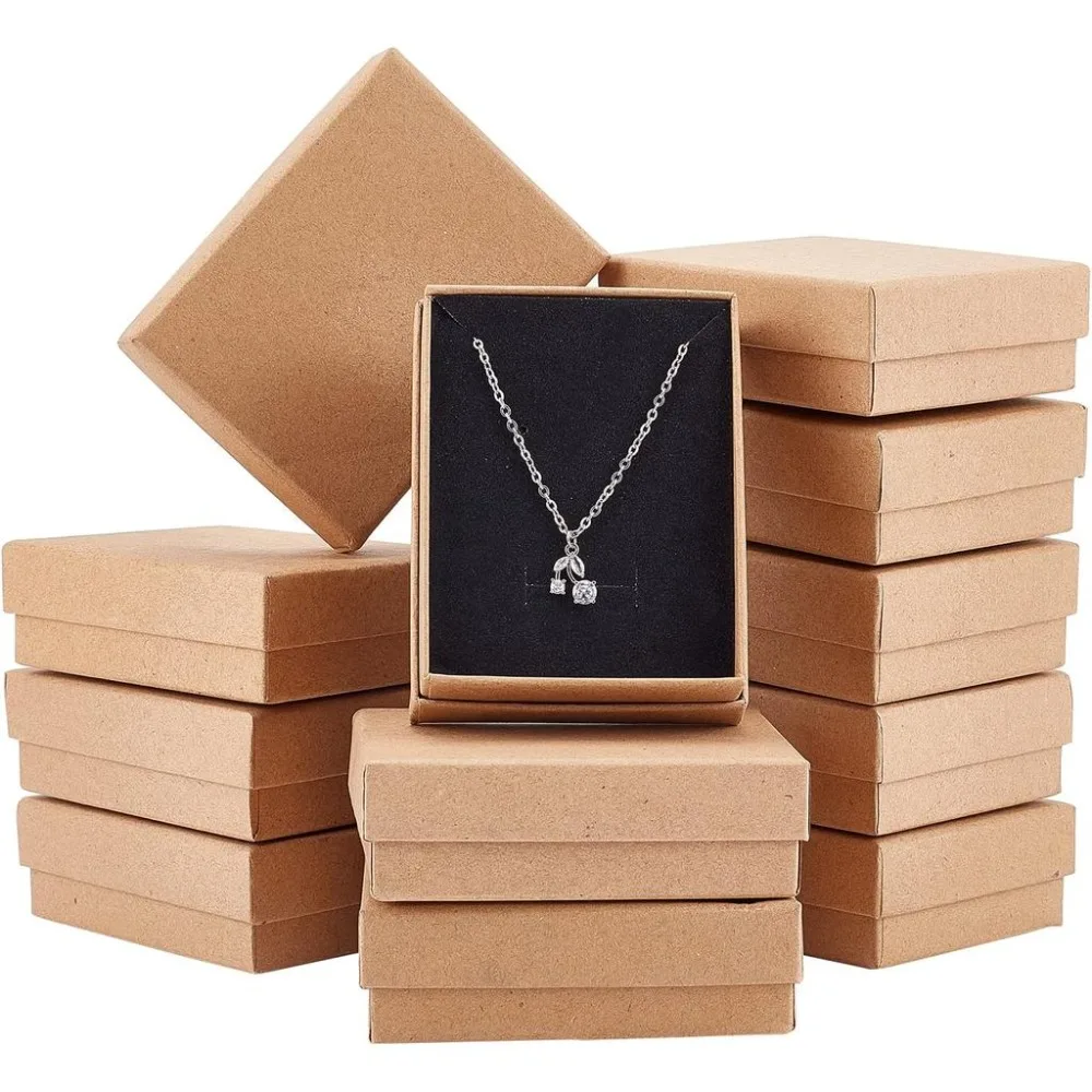 24 Pcs Square Cardboard Jewelry Set Boxes with Sponge Inside for Jewelry Bracelet Necklace Pendants Ring Crafts Birthday