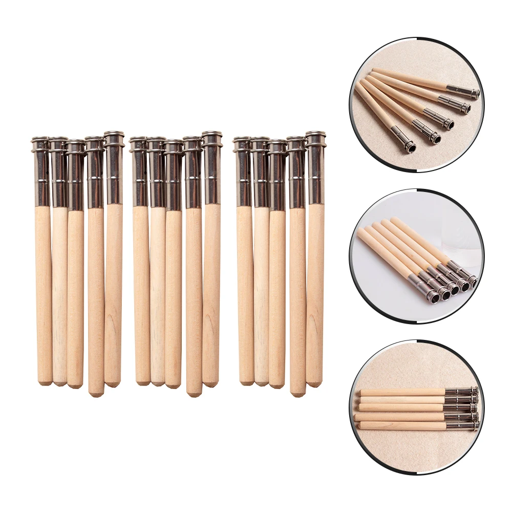 

15pcs Single-Headed Pencil Lengthener Portable Student Stationery Durable Wood Iron Materials Office School Studio Supplies Art
