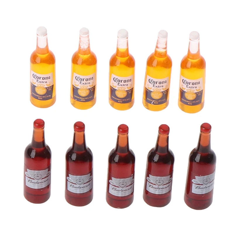 

10Pc 1/12 Dollhouse Miniature Simulation Wine Bottle Beer Bottle Model Toys