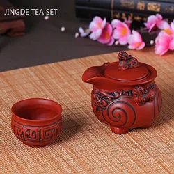 Retro Purple Clay Filter Beauty Teapot Home Handmade Tea Set One Pot of One Cups Tea Sets Suit Chinese Tea Ceremony Supplies