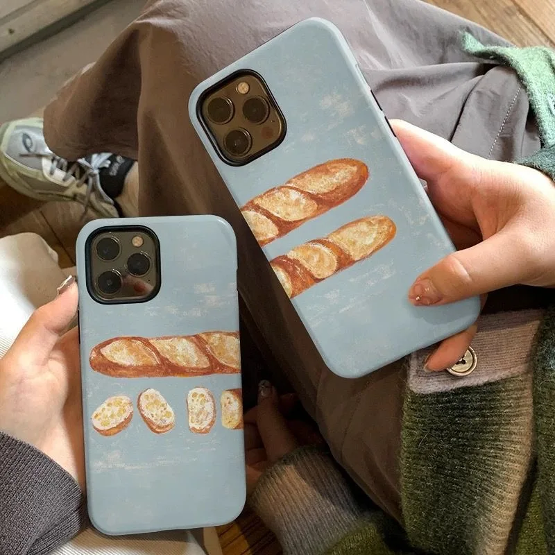 

Ins Korean Cute Blue Sliced Bread Case for IPHONE 17 16ProMax 15 14 13 12 11 PRO XR Acrylic TPU Two in One Magnetic Phone Cases