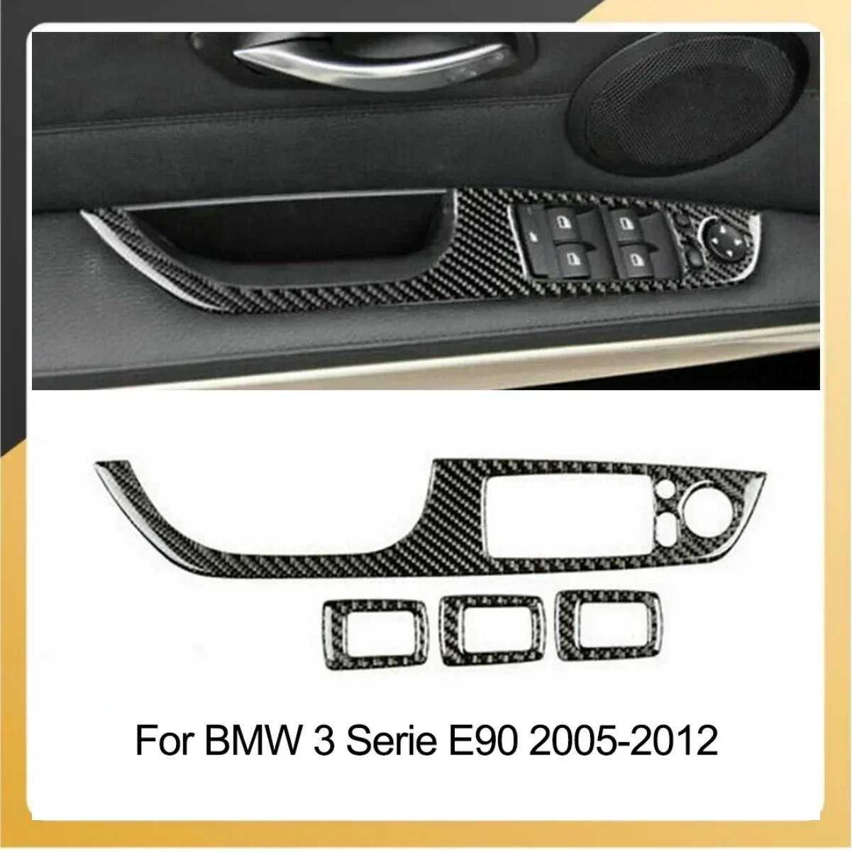 

4 шт./комплект, наклейки на кнопки стеклоподъемника автомобиля BMW 3 серии E90 2005-2012 из углеродного волокна