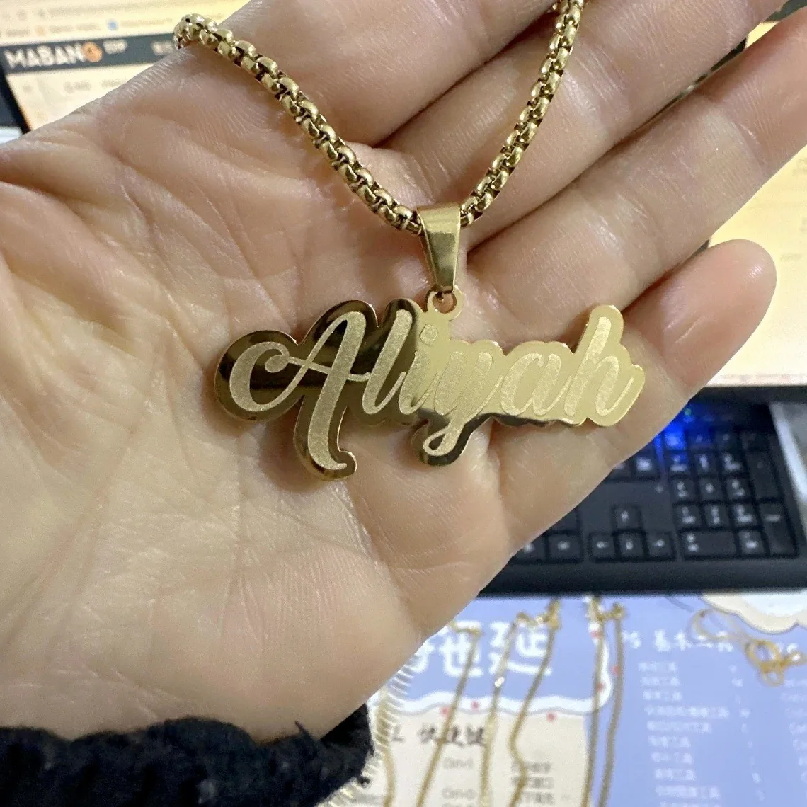 Corrosion Custom Name Pendents Customized LOGO Sign Corrosion Necklace Chains Stainless Steel For Jewelry Memorial Birthday Gift