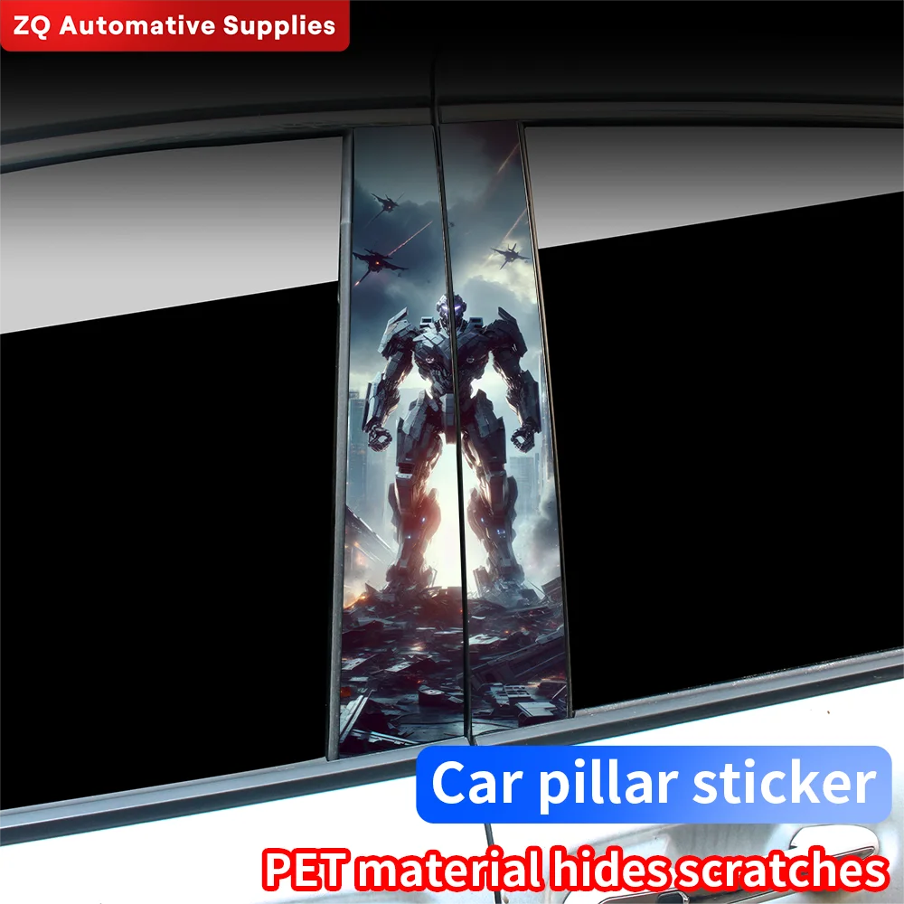 Mecha Car Stickers Car B-pillar Decal Waterproof Stickers Auto Center Pillar Sticker Cover Scratches Vehicle Decor Accessories