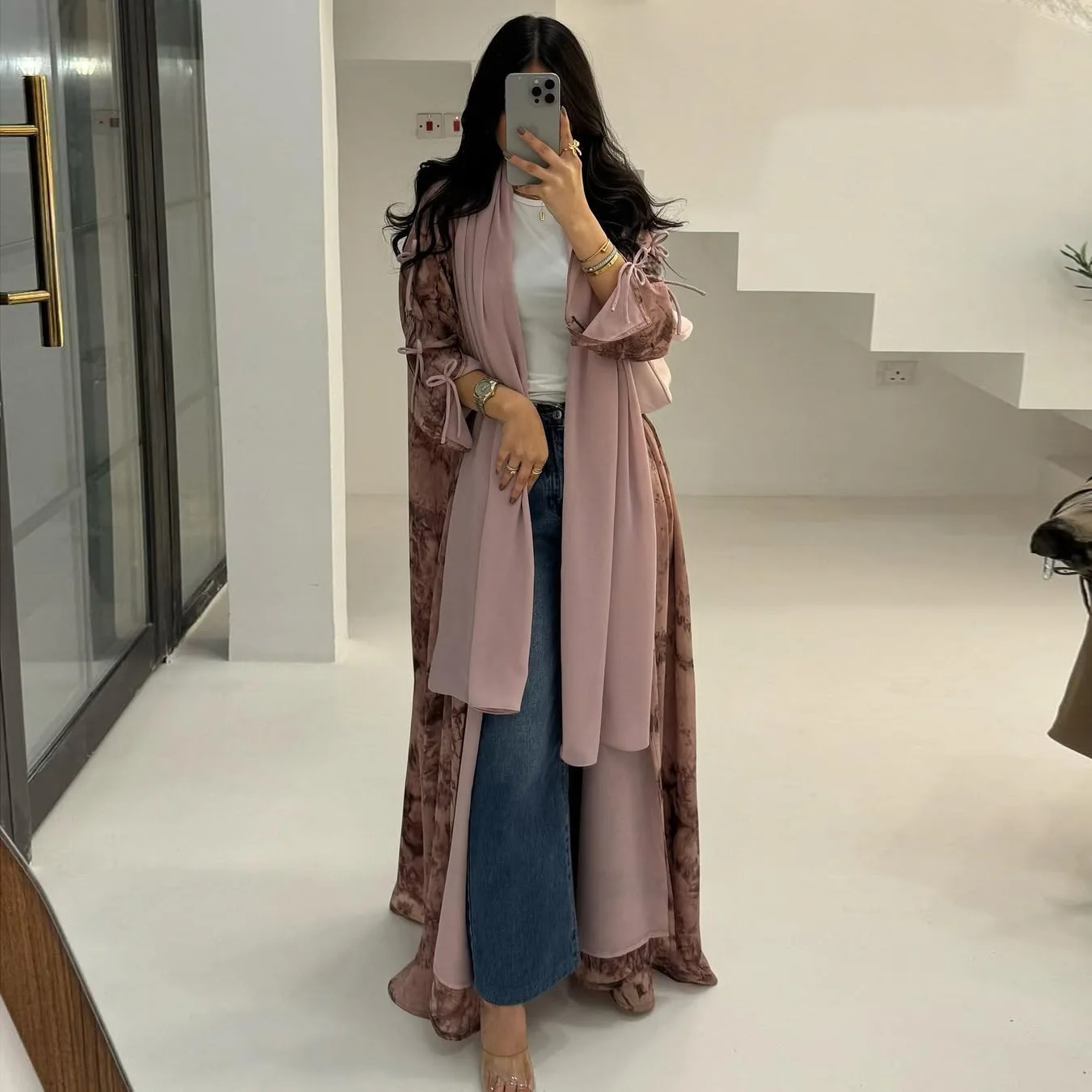 

Muslim Open Abaya with Hijab Womem Casual Jilbab 2025 Eid Ramadan Dress Print Loose Abayas Soild Kaftan Robe Islam Clothes Niqab