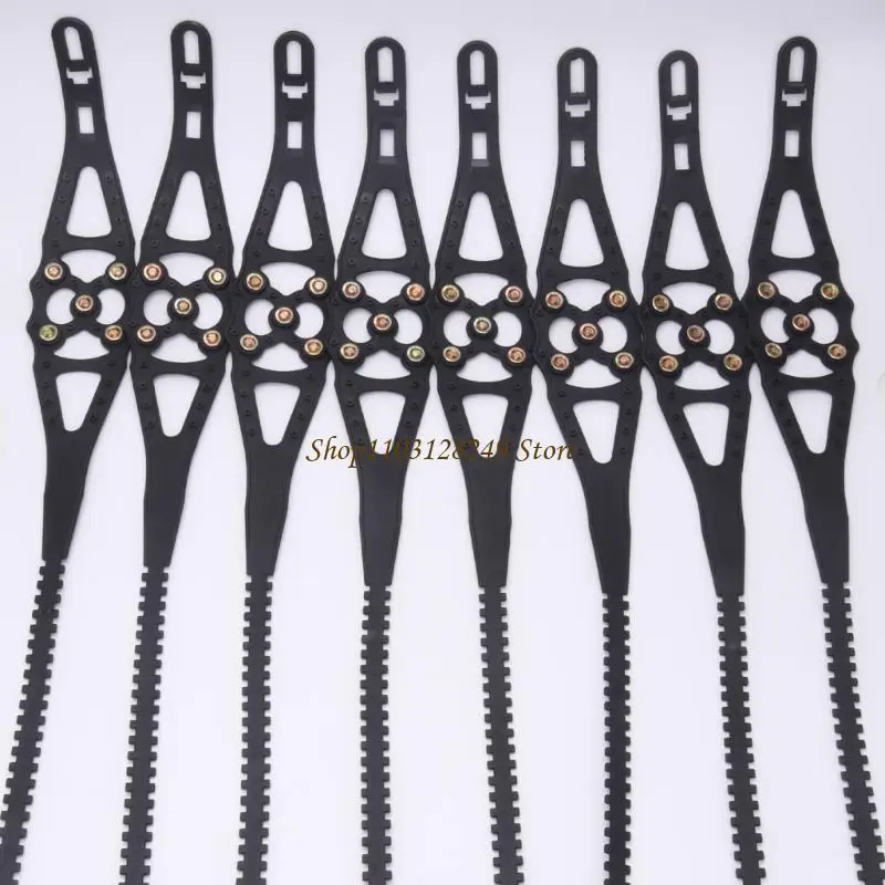 N5KD Snow Tire Chains with Individual Over-Tire Sections and Metal Contact Cups for Temporary Roadside Fitting and Use
