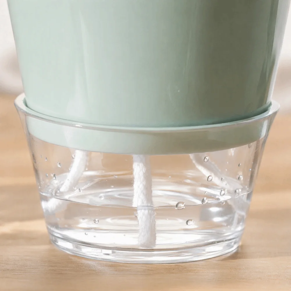 Drainage Hole Self Watering Flower Pot Clear Saucer Reservoir Deep Design Transparent Plant Pot Plastic Resin Material